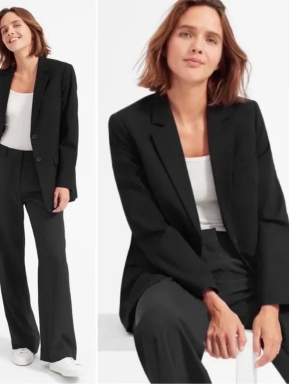 Everlane the Oversized Blazer in Italian Wool Black Size 2
